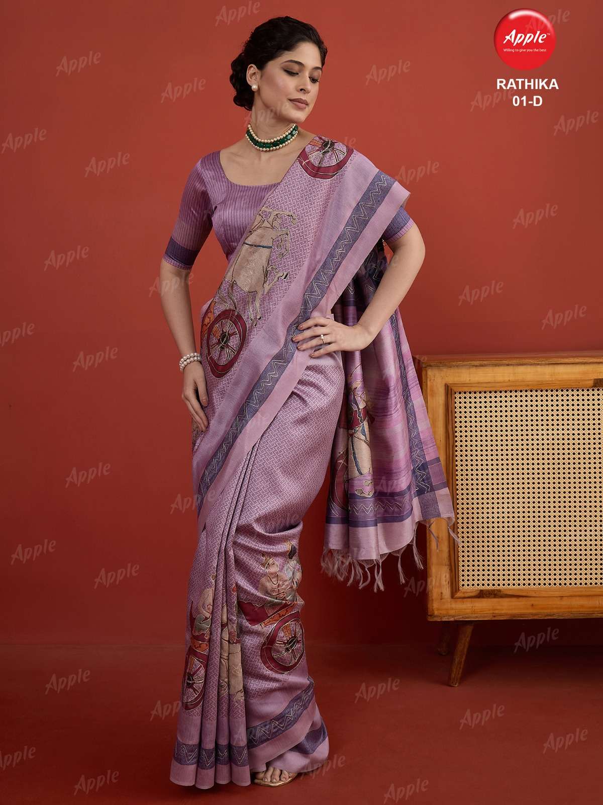 APPLE RATHIKA 1 ART SILK FABRIC WITH HERITAGE ART WORK ON SAREE WHOLESALE IN SURAT 